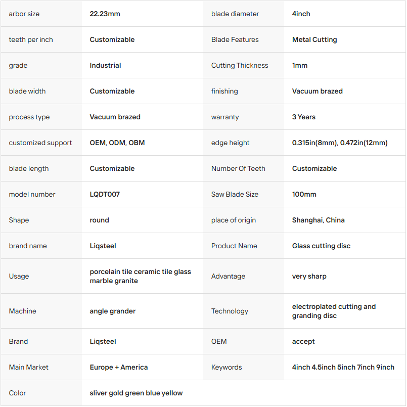 High-quality ultra-thin 100mm diamond saw blade for glass cutting, suitable for angle grinders