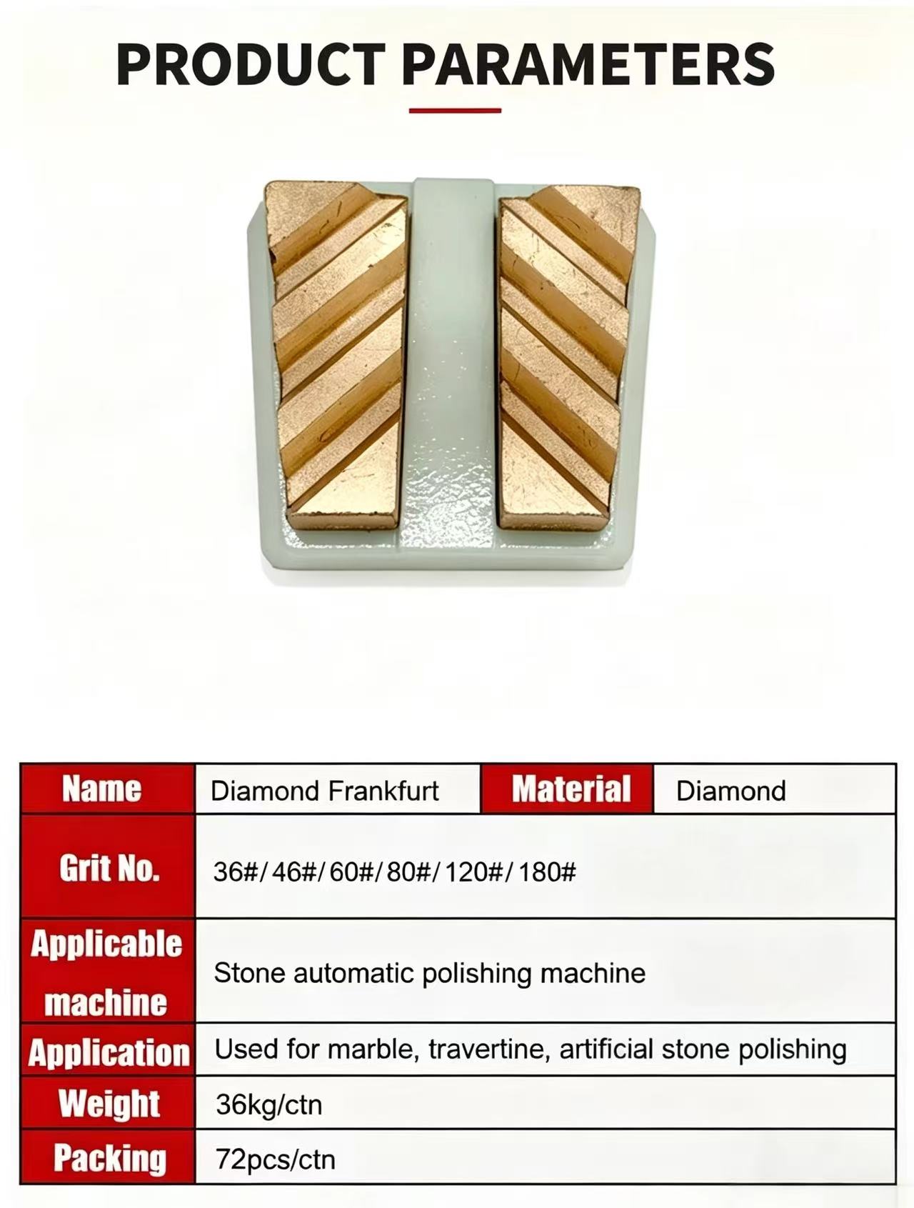 Metal bond diamond Frankfurt abrasive block for marble and artificial stone polishing